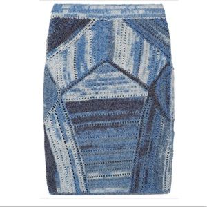 Rag & Bone Crochet Blue Knit Skirt Jasmin Tie-Dye